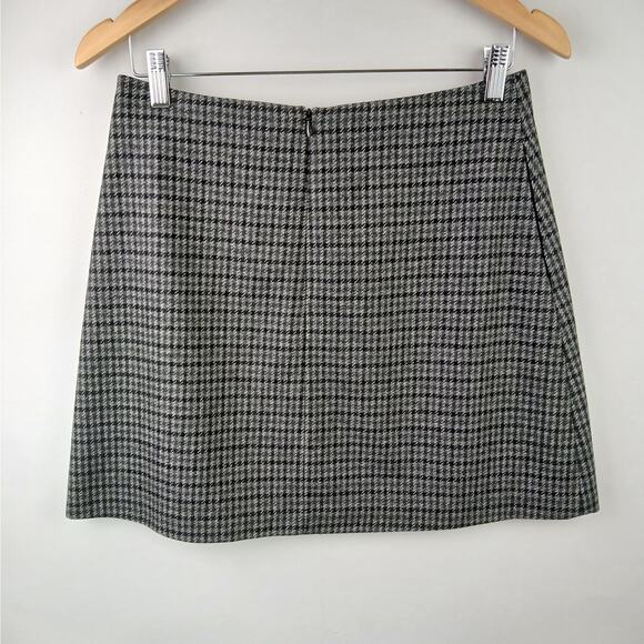 Wilfred SZ 10 Wool Cashmere Blend Houndstooth Mini Skirt Gray Black - Picture 3 of 5